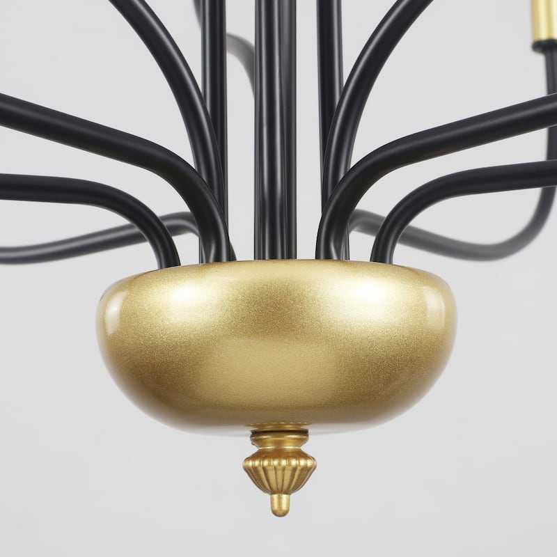 12 - Light Candle Style Chandelier ,Classic Farmhouse Chandelier with Lotus Shaped for Kitchen Island Living Dining Room