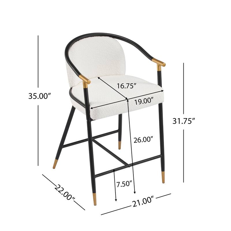 Roomfitters Upholstered Counter Stool Set of 2, Modern Metal Frame Bar Stool for Kitchen Island