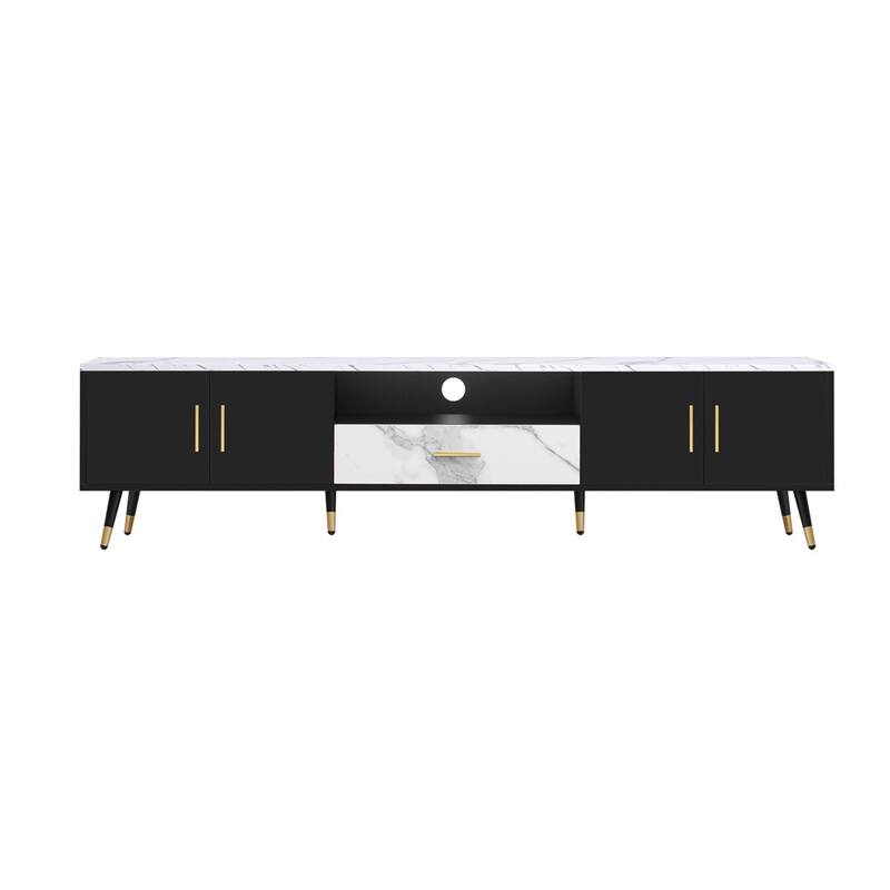 71" Modern TV Stand with 2 Cabinets and Open Compartments