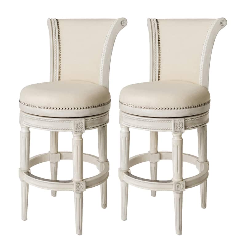 Maven Lane 31" Pullman Swivel Bar Height Kitchen Stool - Set of 2 - White Oak