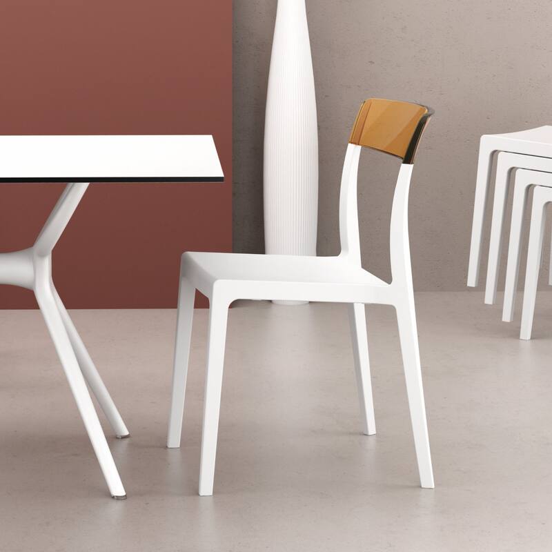 33" White and Amber Patio Dining Chair