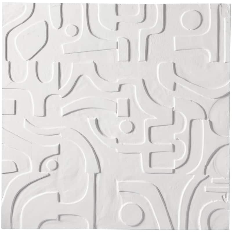 Wooden Geometric Handmade Intricately Carved Home Wall Decor - White - CosmoLiving by Cosmopolitan - White