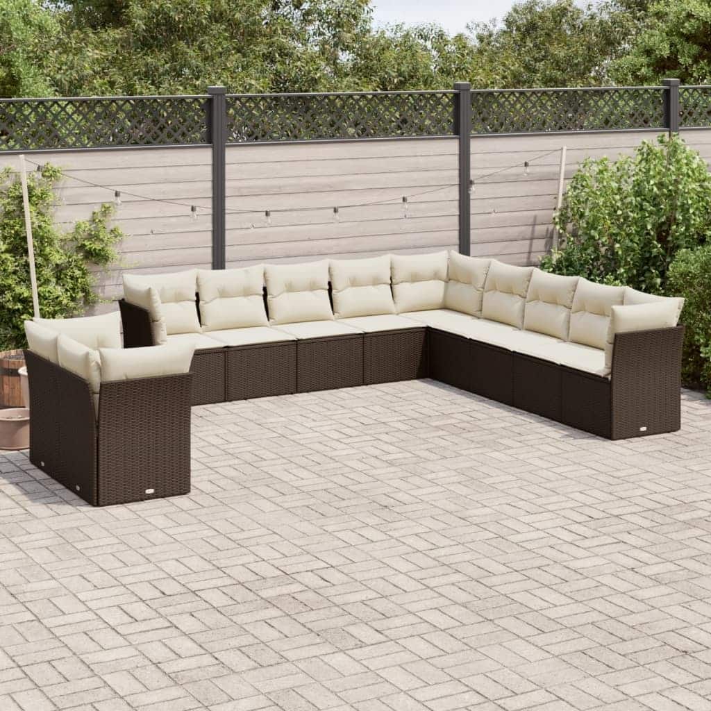 vidaXL Outdoor Sofa Set Brown PE rattan Modular UV-resistant materials - 24.4 x 24.4 x 27.2