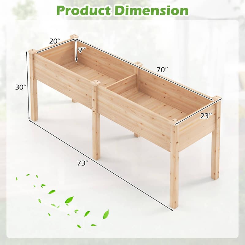 Costway Raised Garden Bed Elevated Fir Wood Planter Box with 2 Large - See Details