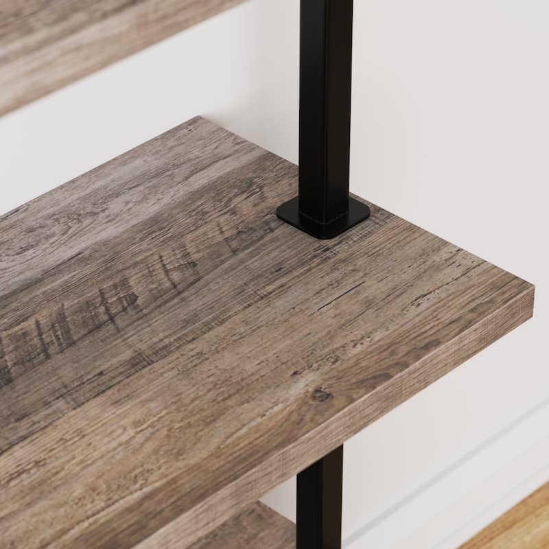 Nathan James Theo 5-Shelf Ladder Bookcase Wood with Metal Frame