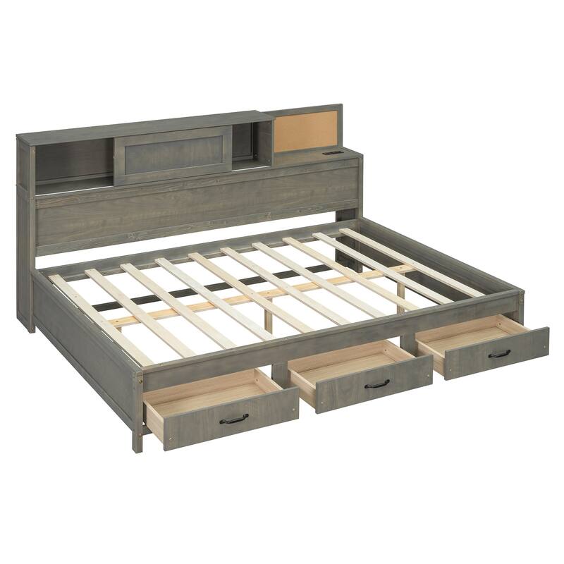 Wooden sofa bed with 3 storage drawers