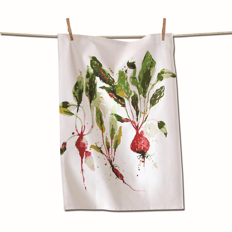 Garden Radish Dishtowel Cream Colored Cotton 26" X 18" Cleaning Kitchen Towel Machine Washable