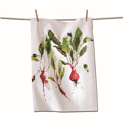 Garden Radish Dishtowel Cream Colored Cotton 26" X 18" Cleaning Kitchen Towel Machine Washable