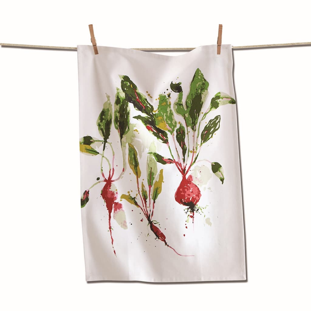 Garden Radish Dishtowel Cream Colored Cotton 26" X 18" Cleaning Kitchen Towel Machine Washable