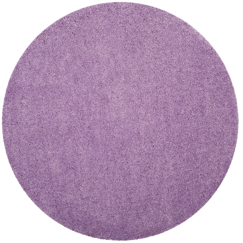 SAFAVIEH Laguna Shag Verdiana Solid Color 2-inch Thick Rug. - 6'7" Round - Lilac - Round
