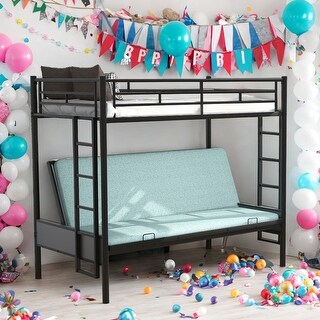 Modern Twin Over Full Multi-Function Metal Bunk Bed,Solid Construction,for Bedroom