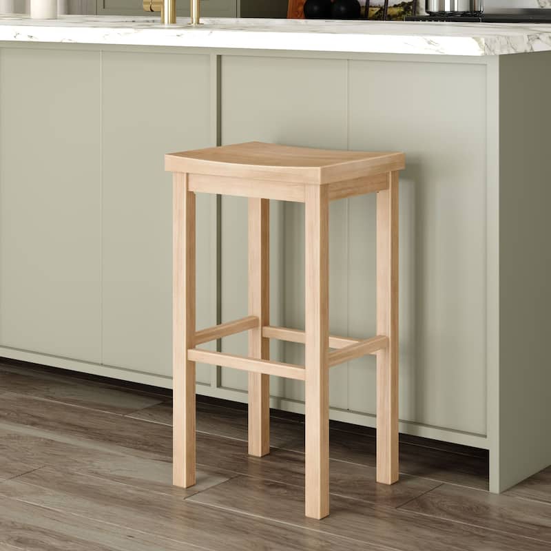 Now Furniture Solid Wood Backless Saddle Seat Bar Height Stool - Blonde - Single