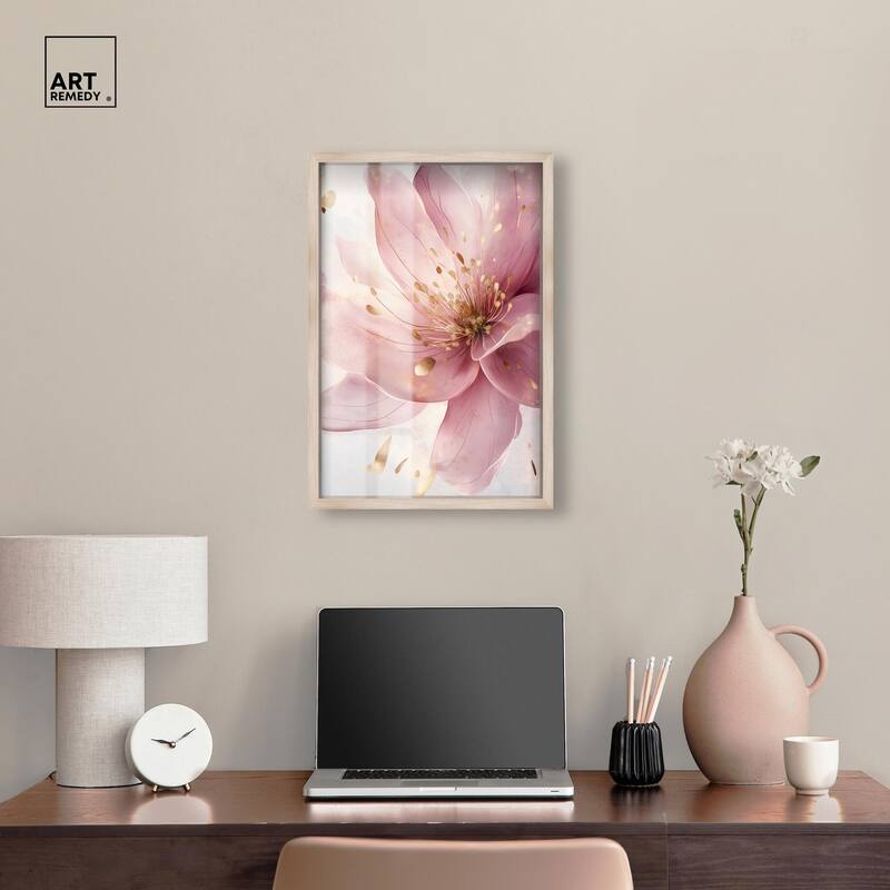 Pink and Gold Bloom Shadowbox by Art Remedy