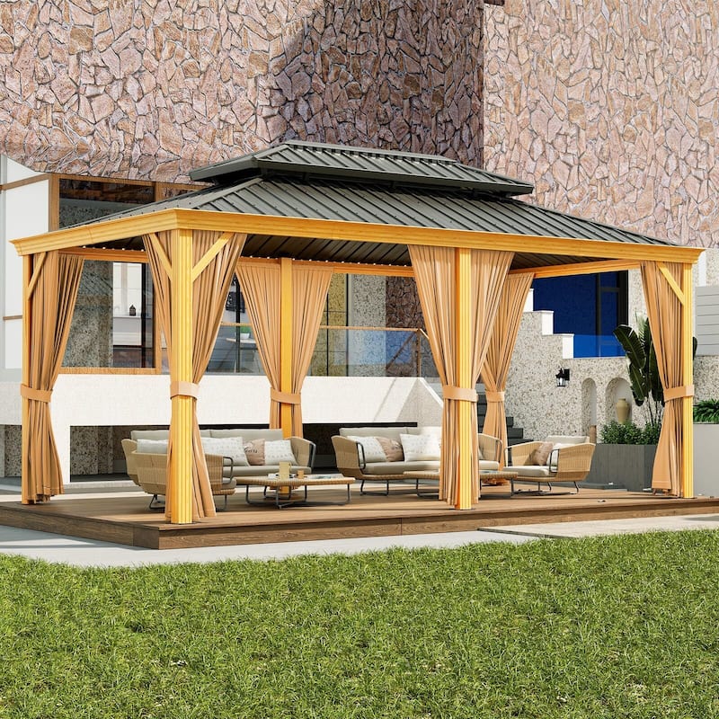 10X10FT,10X12FT,10X13FT,12X14FT,12X20FT Outdoor Galvanised Steel Hardtop Gazebo