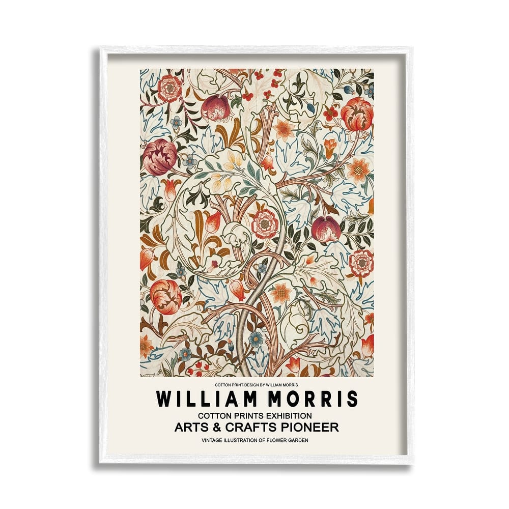 Stupell Bold Red Flowers Pattern Intertwining Stems Text Flyer Framed Wall Art - Beige
