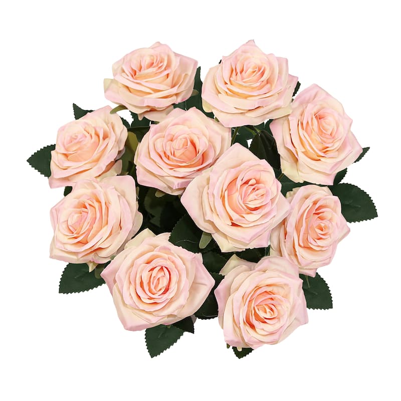 Set of 2 Artificial Queen Rose Flower Stem Bush Bouquet 18in