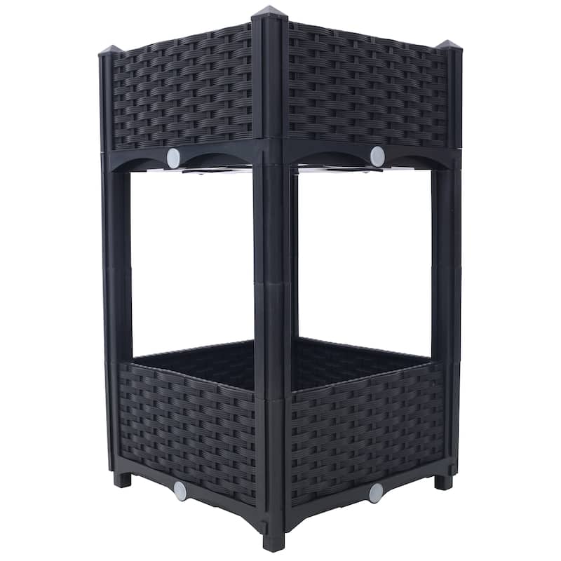 Modern Minimalist Garden Bed with Drainage Plug Raised Bottom Drainage Holes, for Vegetable Flower Herb Outdoor - 8' x 10'