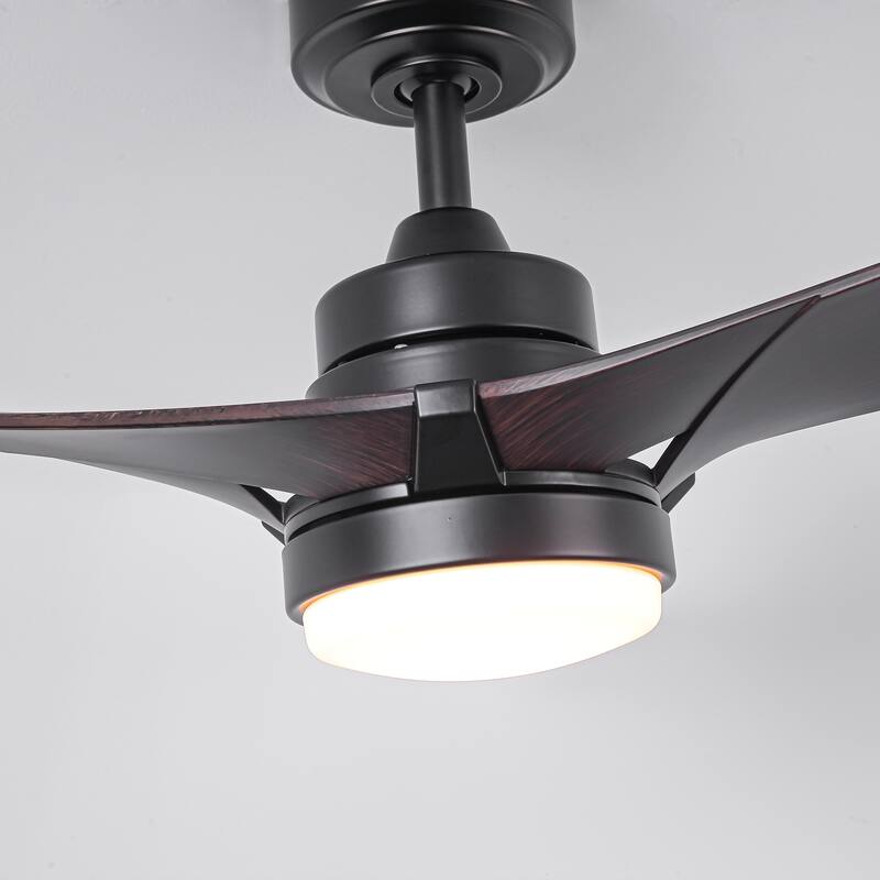 52" Modern Black Dimming LED Ceiling Fan with Light and Remote