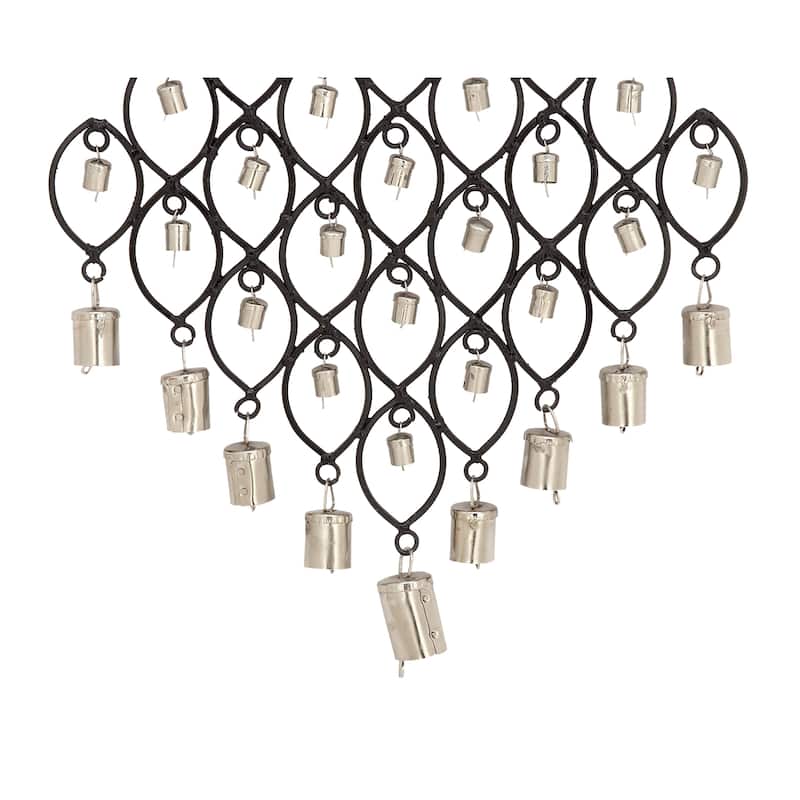 Black Metal Windchime with Bells and Chain Ring Hanger