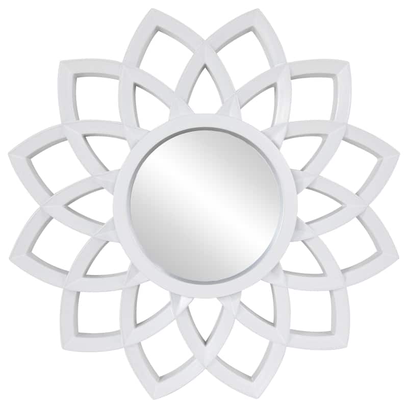 Set of 3 Arched Floral Matte White Wall Mirrors 9.5"