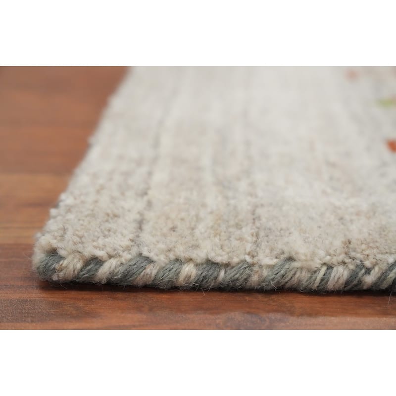 Hand Knotted Oriental 100% Wool Carpet Tribal Animal Pictorial Beige & Ivories Gabbeh Area Rug - 7' 10'' X 5' 1''