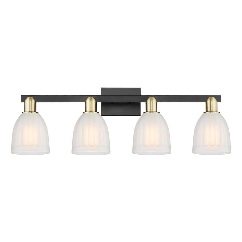 Innovations Lighting Endless Possibilities Arcadia - Brookfield - 4 Light 33" Bath Vanity Light - Black Antique Brass/White
