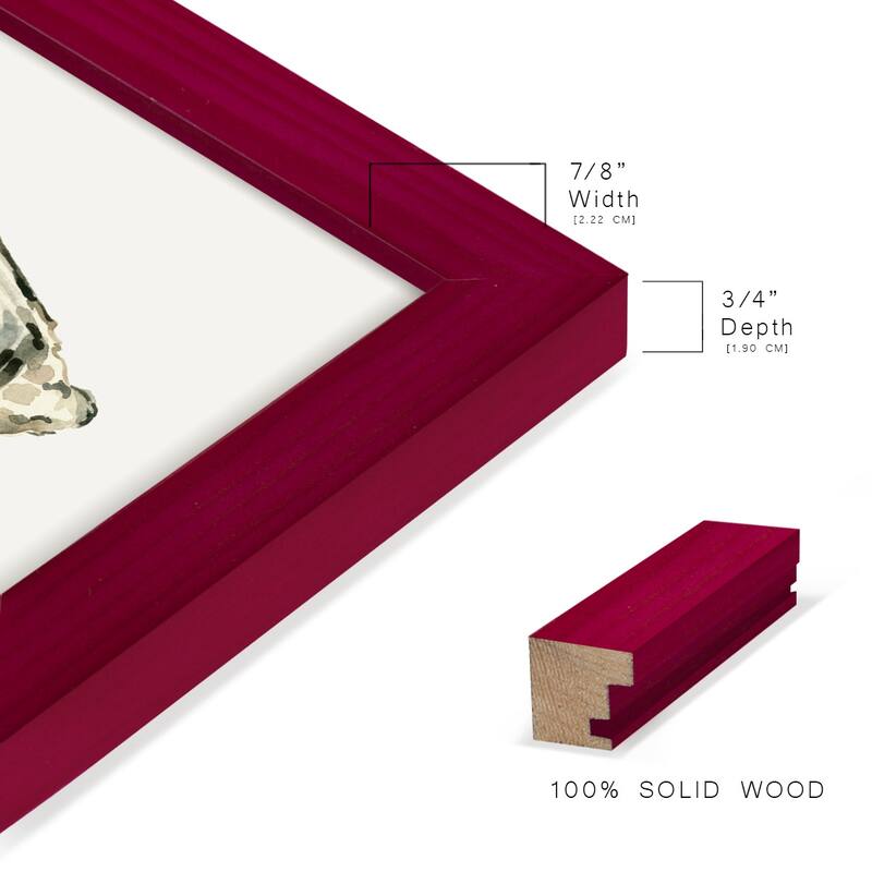 Neutral Oyster Study IV -Framed Print w/glass-Cherry Red