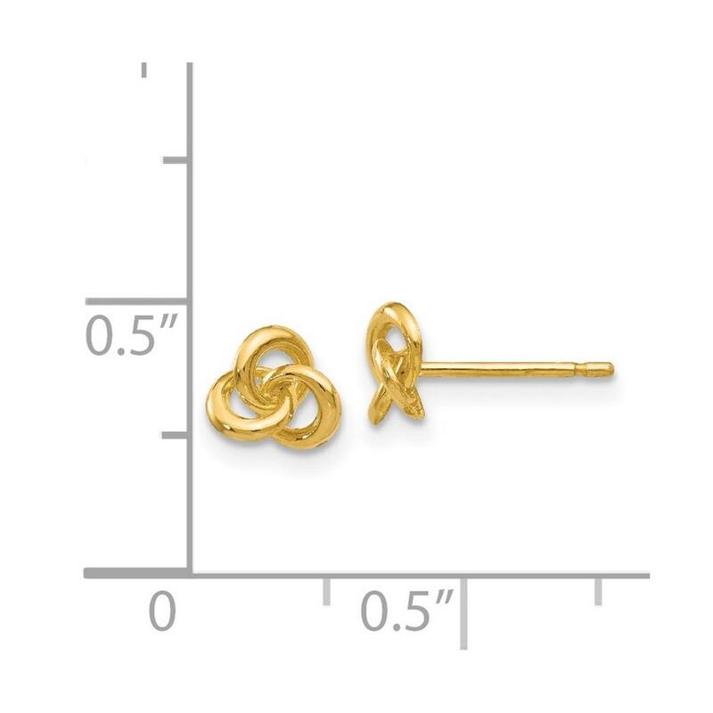 Curata 14k Yellow Gold 5mm Polished Celtic Love Knot Post Earrings