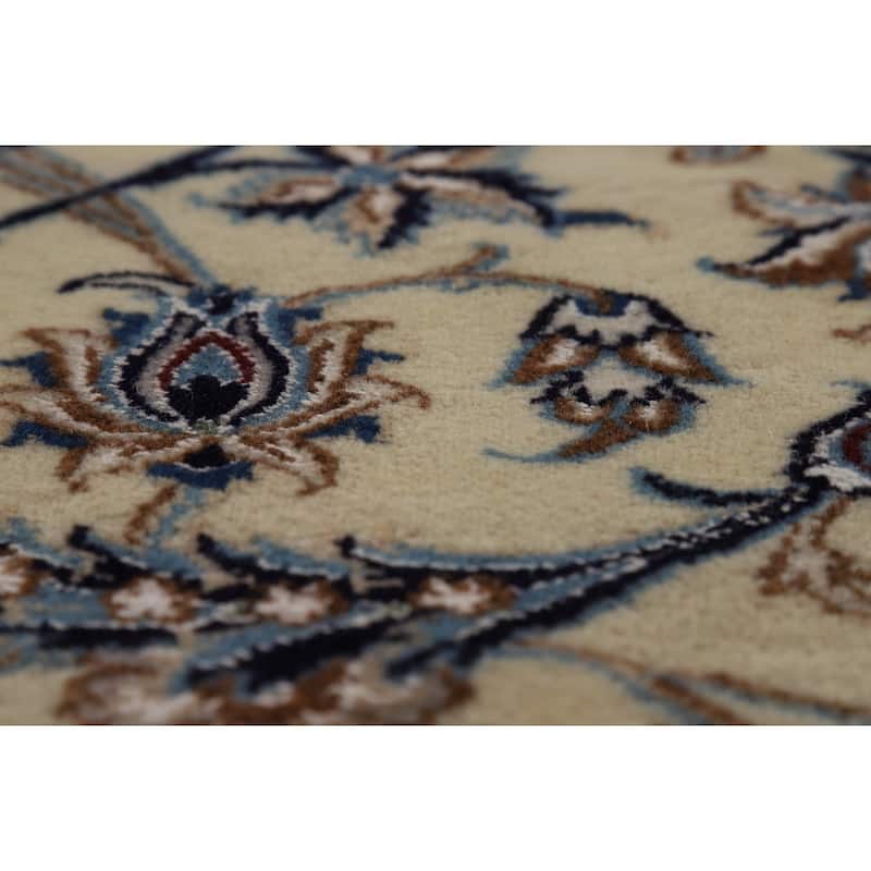 All-Over Floral Nain Persian Area Rug Hand-Knotted Wool Carpet - 6'8"x 10'0"