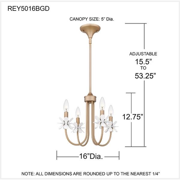 dimension image slide 0 of 2, Remy 4-Light Bronze Gold Chandelier