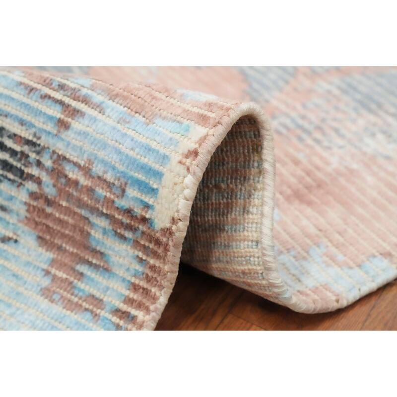 Hand Knotted Oriental Viscose Silk Carpet Modern Abstract Multi-Colored Abstract Area Rug - 4' 0'' X 2' 0''