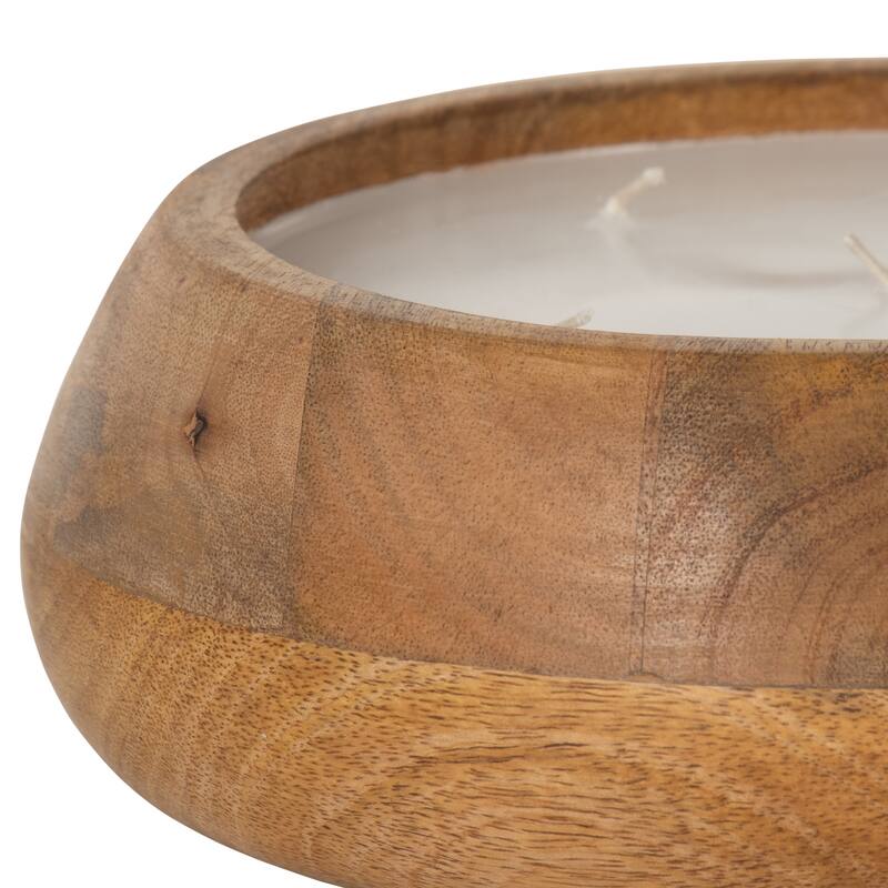 Sagebrook Home Vanilla Modern Wood Bowl Candle, Natural, Round, 3"H, Wood