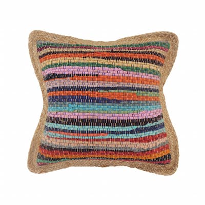HomeRoots 20" X 20" Tan Red Blue Yellow And Orange 100% Cotton Geometric Zippered Pillow