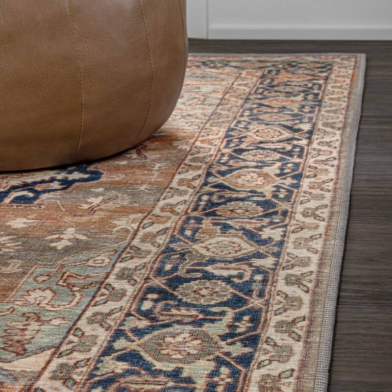 JONATHAN Y Marrakesh Ornate Medallion Machine Washable Area Rug