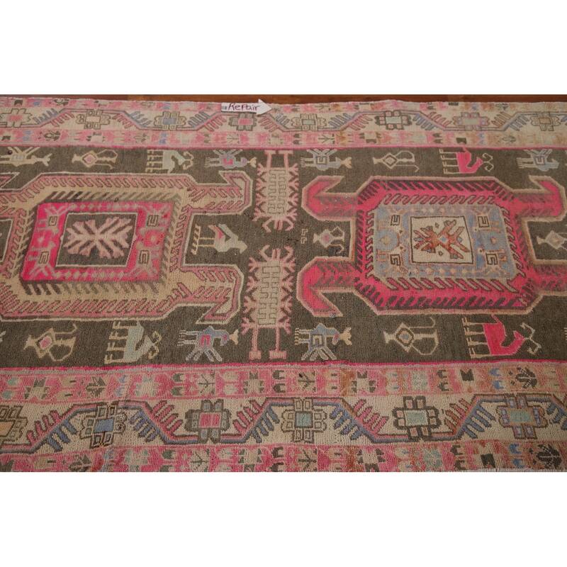 Tribal Meshkin Persian Vintage Runner Rug Handmade Wool Carpet - 3'8" x 10'9"
