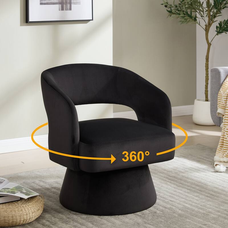 Swivel Barrel Chair, Velvet Accent Armchair 360 Degree Swivel Club Chair for Living Room Bedroom Reception Room