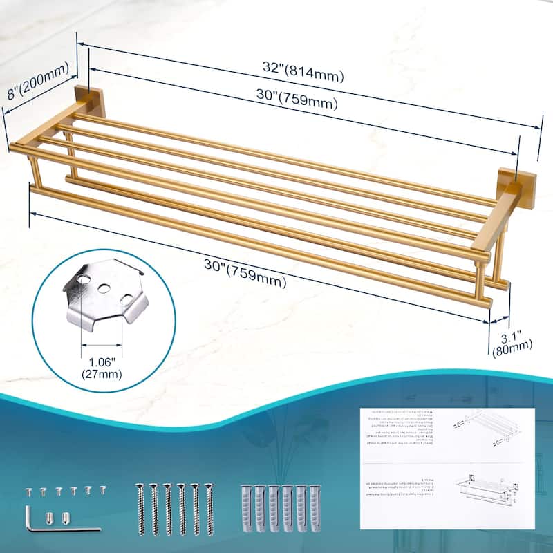 WOWOW Two Towel Holders Wall mounted Towel Rack