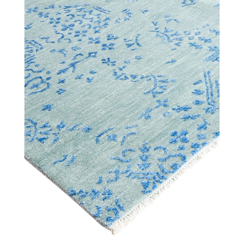 Ikat One-of-a-Kind Hand-Knotted Area Rug - Gray, 8' 10" x 12' 0" - 8' 10" x 12' 0"