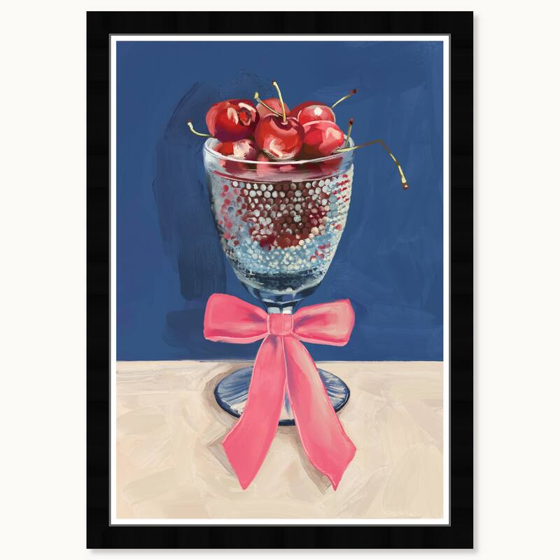 Wynwood Studio Prints Food Cuisine A Glass Full Blue Wall Art