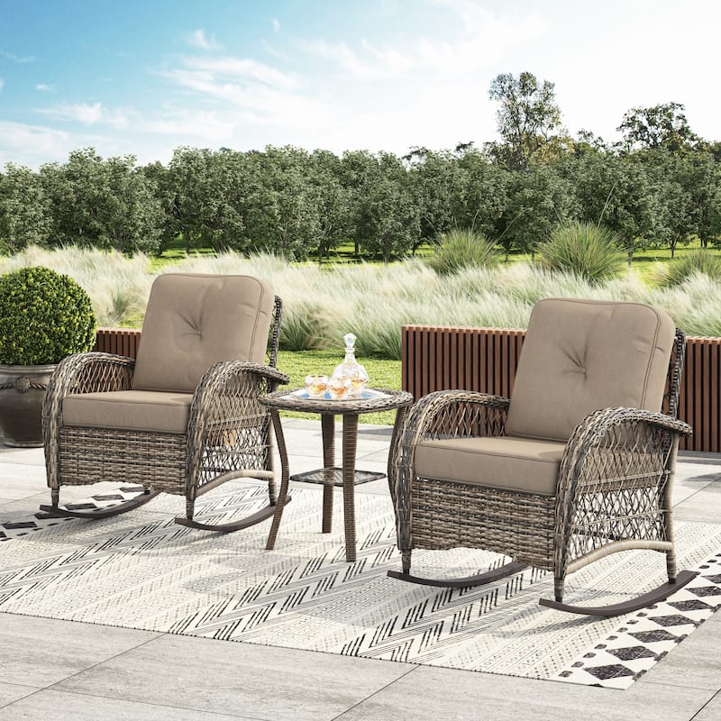 Corvus Salerno Outdoor Handwoven Resin Wicker Rocking Chair