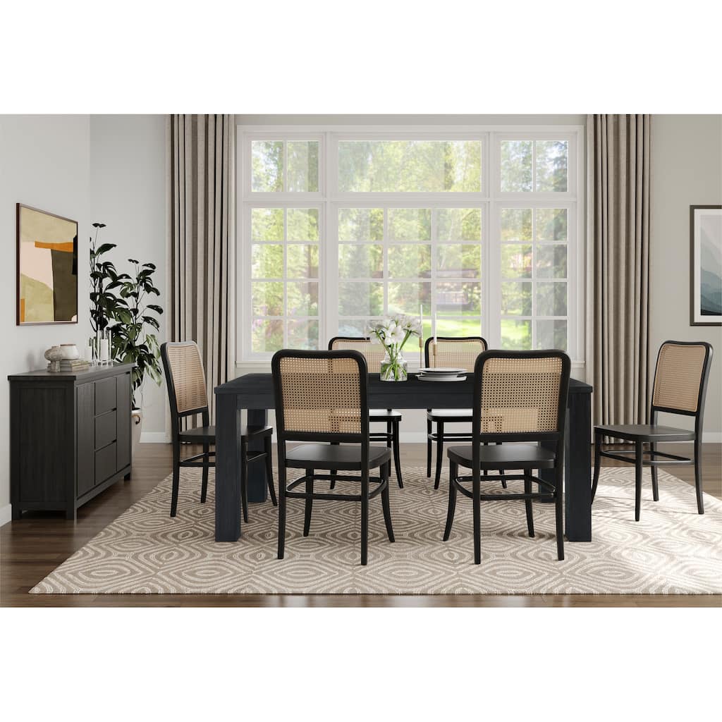 NPD Furniture Sonora Rattan Dining Side Chair Wood Seat