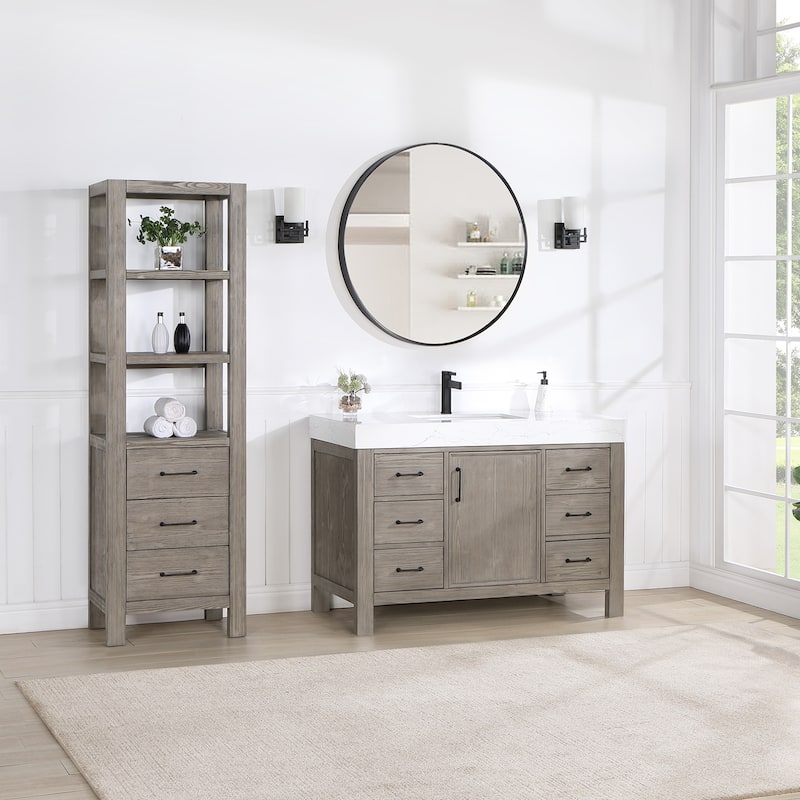 Leon 48 in. Single Bathroom Vanity with Composite Stone Top