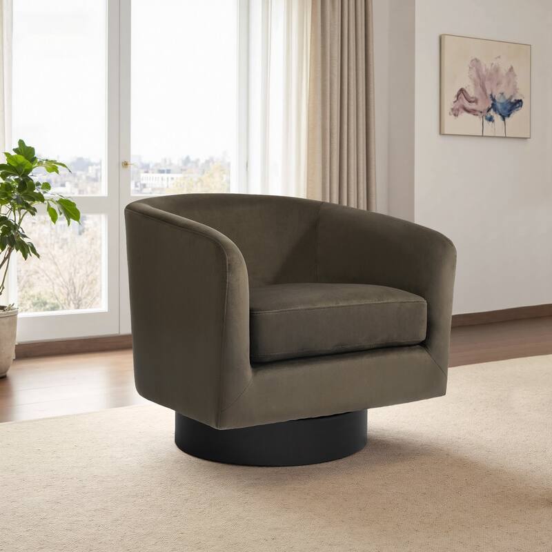 Modern Barrel Swivel Accent Chairs For Living Room - 28" W × 25" D × 26" H - Coffee-Single