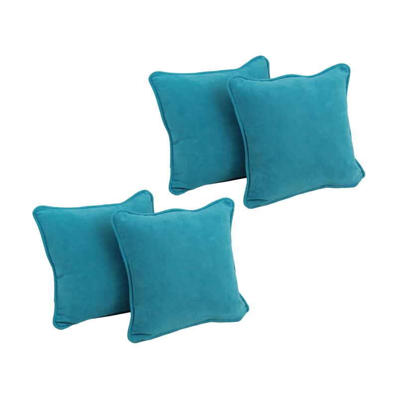 Blazing Needles 18-Inch Microsuede Throw Pillows (Set of 4) - Aqua Blue