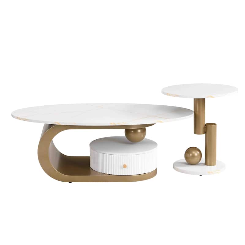 Modern Nesting Golden Coffee Table Set of 2