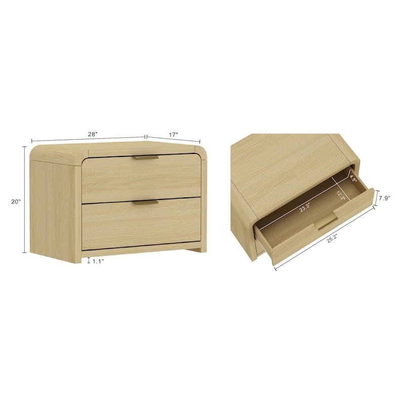 Manhattan Comfort Grace Modern Nightstand with 4 Drawers Set of 2