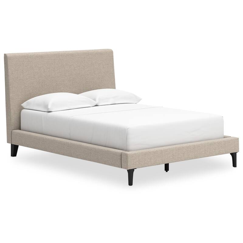 Ciel Low Profile Full Size Bed, Polyester Upholstered Headboard, Gray