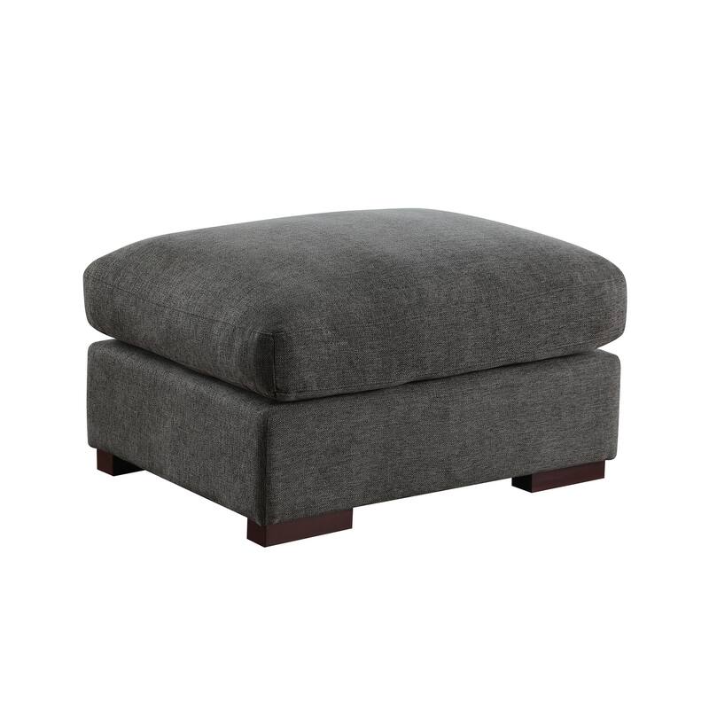 Linen Blend Sectional with 2 Ottomans