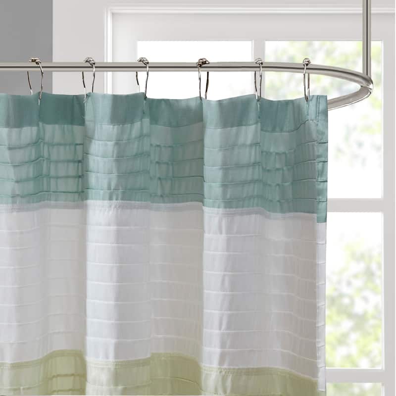 Madison Park Chester Pieced Faux Silk Shower Curtain