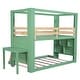 preview thumbnail 5 of 20, Solid Wood Twin Over Full Bunk Bed with Desk&Shelves,Green